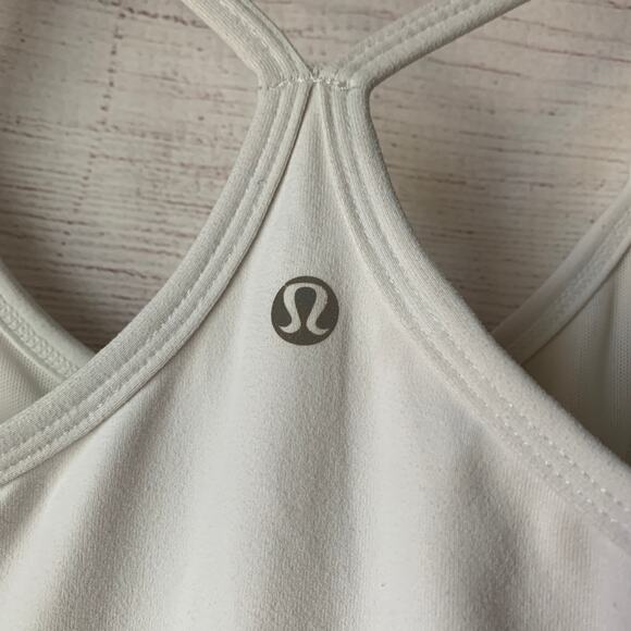 Lululemon White Power Y Tank Top Spaghetti Strap Racerback Built-In Bra - Picture 8 of 16